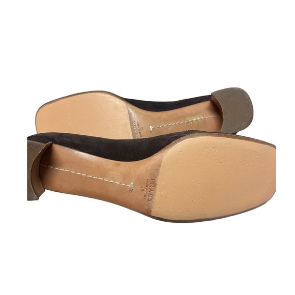 Prada- Vintage Suede Mocha Block Heel Loafer Size 38 VGUC - Picture 8 of 9